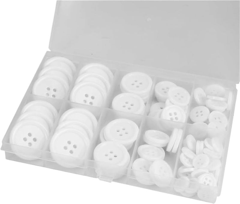 White Resin Sewing Buttons 400pcs 4 Hole Round Mixed Buttons For DIY Clothes Supplies - Image 1